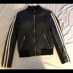 BCBGMaxazria black quilted moto jacket
